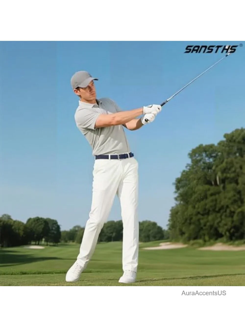Men's Elastic Woven Golf Belt, Stretch Braided Web Belt with Pin Buckle for